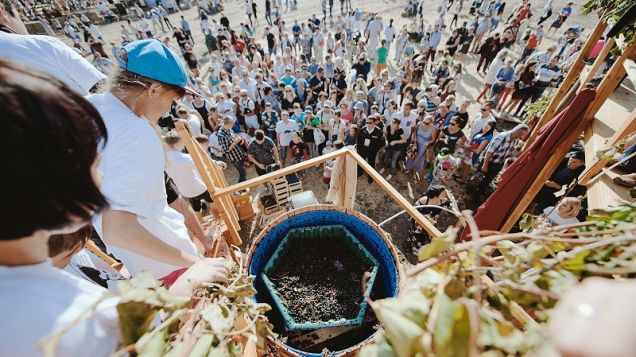 В Крыму прошел Фестиваль молодого вина «Wine Fest» с винной битвой и соревнованиями по давлению винограда ногами